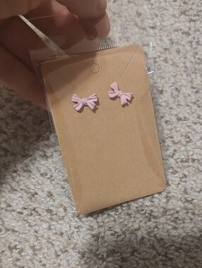 Pink Bow Stud Earrings